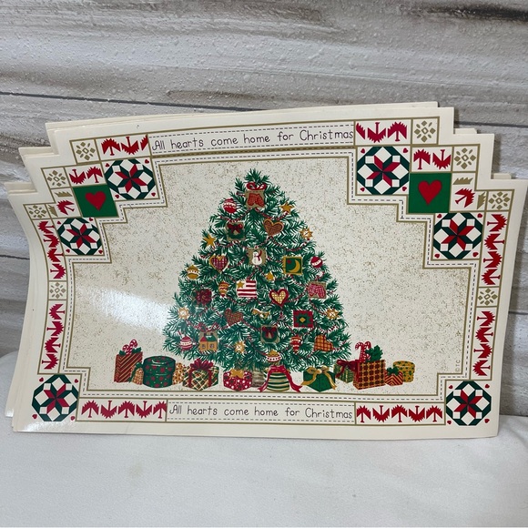 Vintage Christmas Vinyl Placemats Christmas Tree Town & Country Living Set of 4 - Picture 7 of 9
